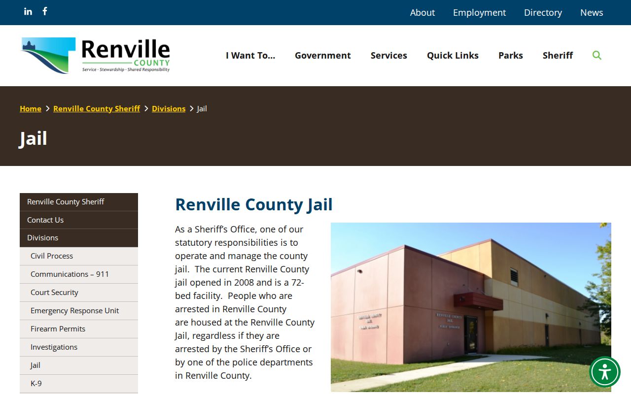Renville County Jail release and VINE information